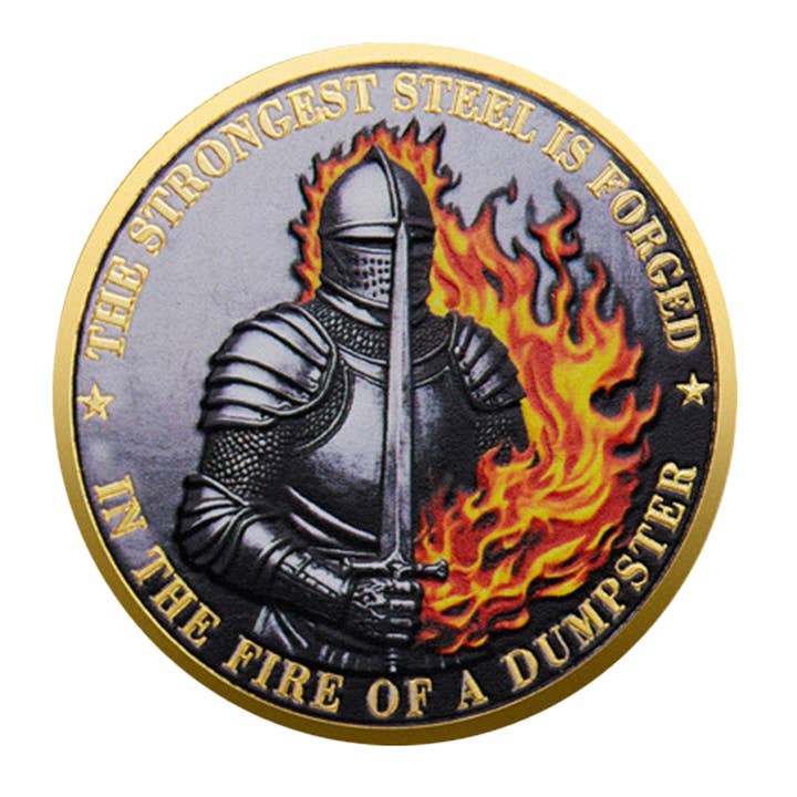 Blinkee.com, LLC – wholesale Keepsake coin/token – Knight Dumpster Fire Department Challenge Gold Plated Coin