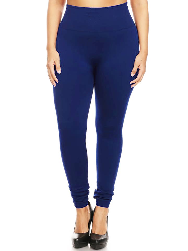 MOA COLLECTION - Wholesale Fashion Leggings - Women's - Women's Plus Size Banded Waist Leggings with Fleece Lining3