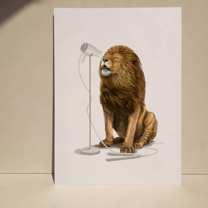 Lion Animal Print Bathroom Wall Decor Art for wholesale by Fasanian Artistry