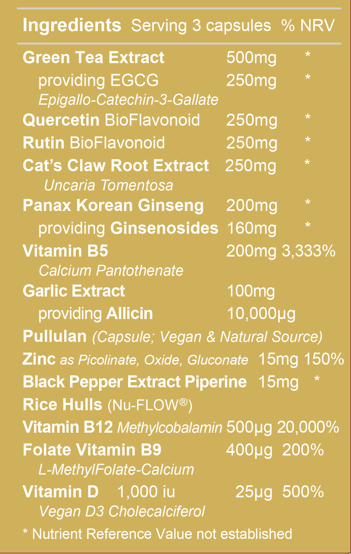 BioTech Life Sciences – Großhandel Nahrungsergänzungsmittel/Vitamin zum Einnehmen – Immune 5: Vit D3 B5 B9 B12 Zink Ginseng Knoblauch Grüntee 9