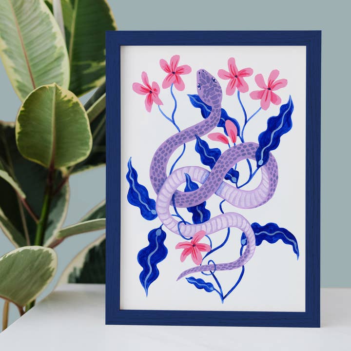 Stampa serpente floreale viola per la vendita all'ingrosso da parte di Joanna Clay Design