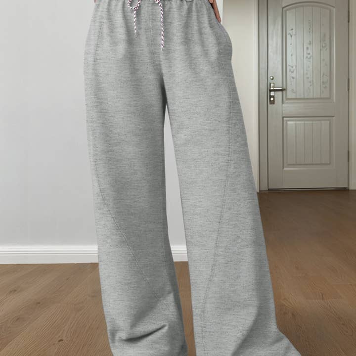 Grigio Chiaro Pantaloni Casual a Gamba Larga con Blocchi di Colore Trend TikTok Donna in vendita all'ingrosso su Faire4