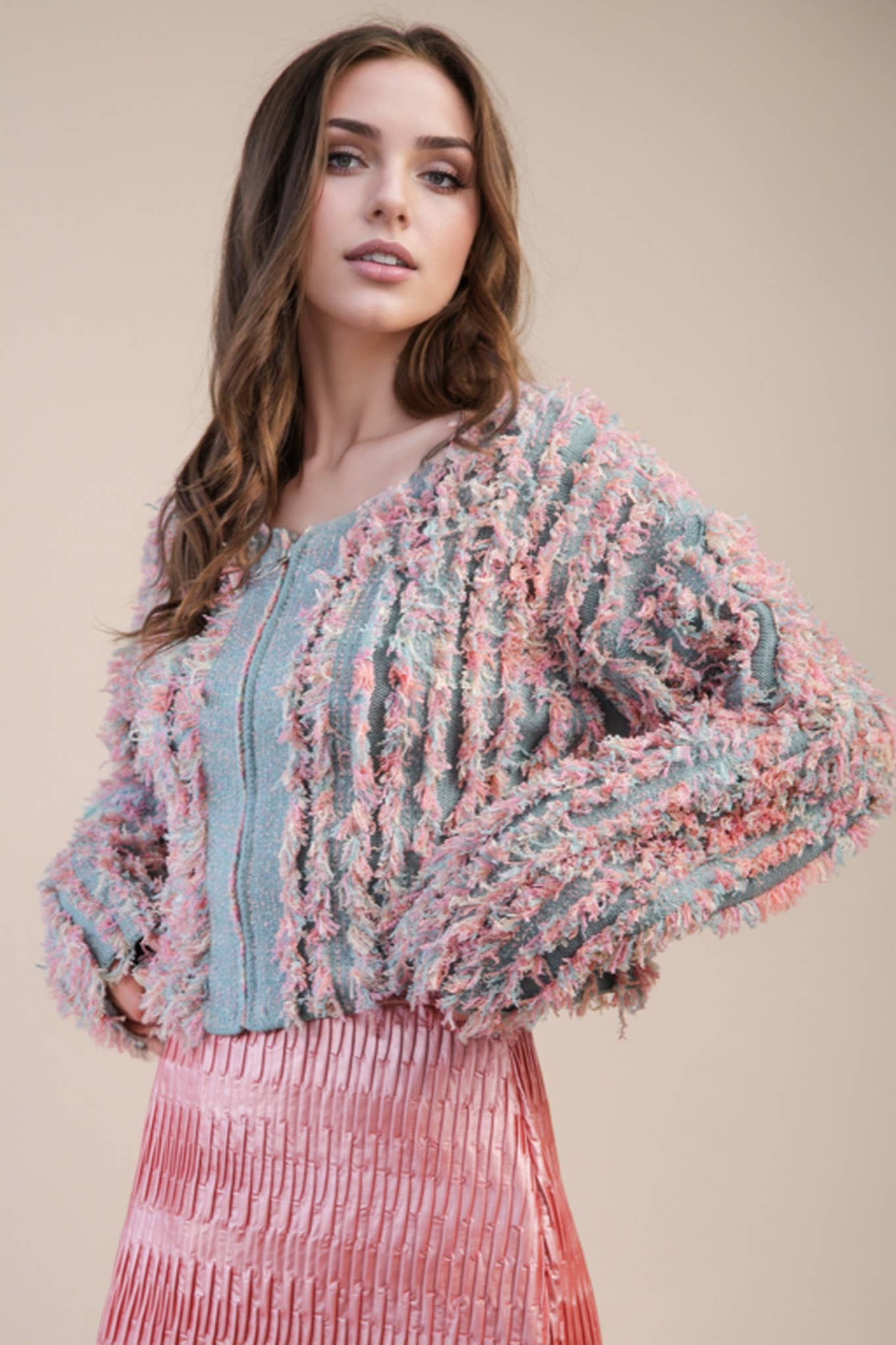 VERY J – Engroshandel Pullover - Dame – 12W3077N-Blød Shaggy Garn Striktrøje Feriejakke6