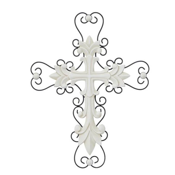 A-95891: METAL WOOD WALL CROSS 18"W, 24"H for wholesale by Import Corner