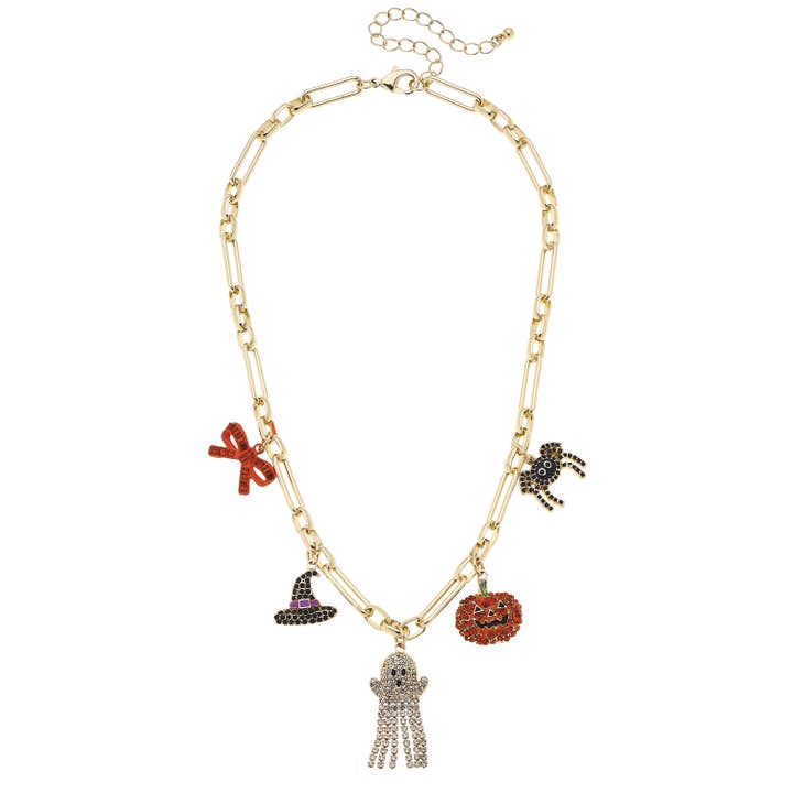 Halloween Pave Iconen Bedelketting in Glanzend Goud voor wholesale door Canvas Style