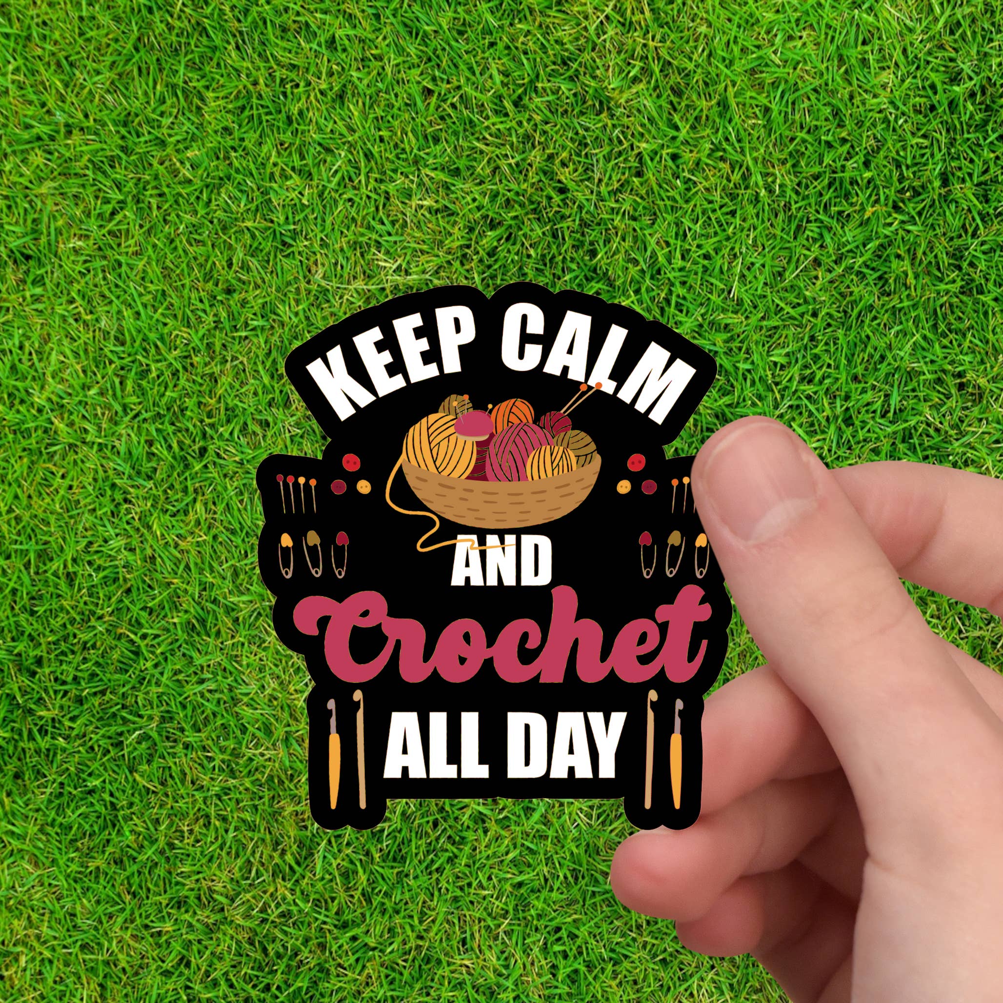 Dancing Dolphin Crafts - Wholesale Sticker - Crochet Sticker - Crochet All Day: Keep Calm and Create