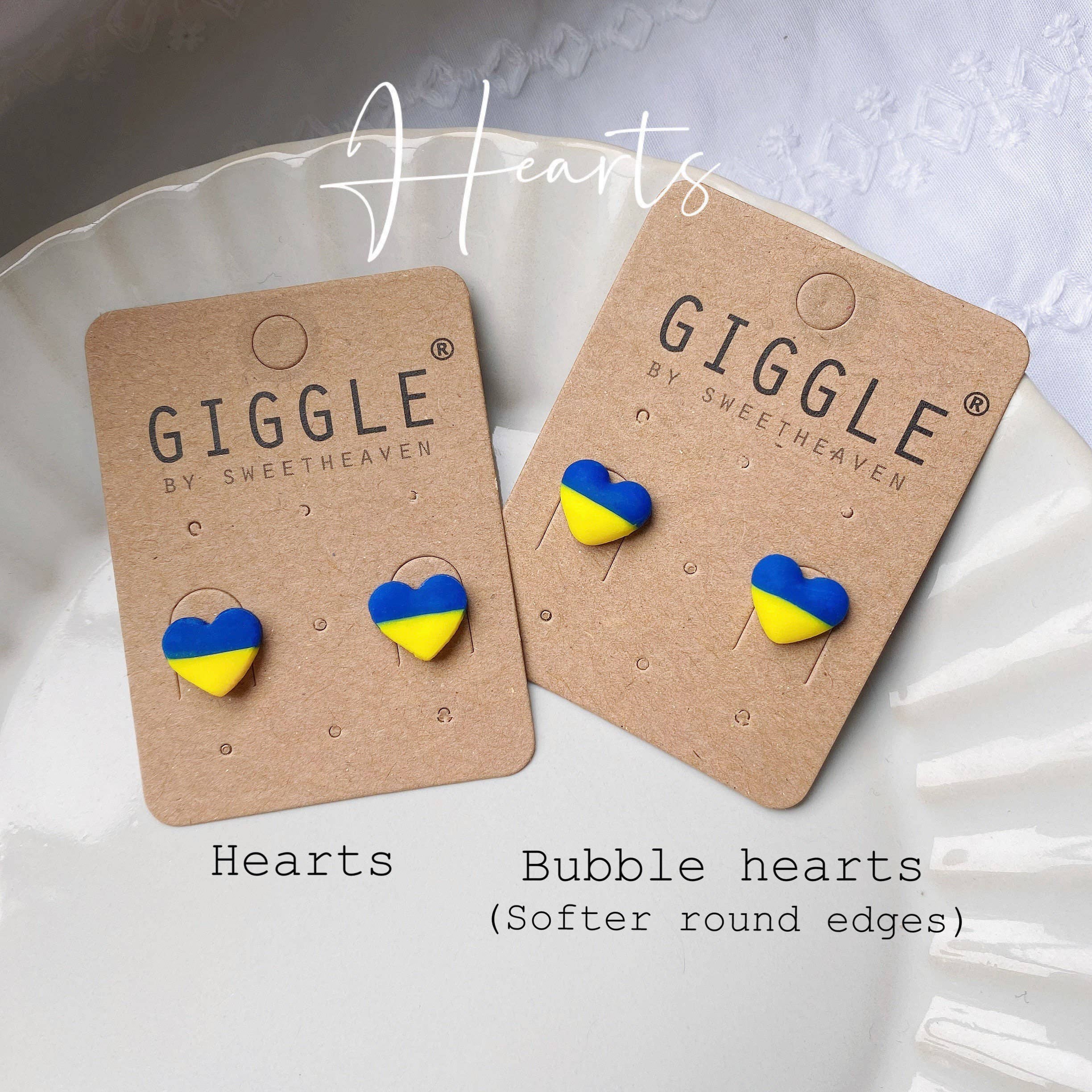 Giggle with Love - Wholesale Stud/Post Earrings - Ukraine Clay Heart Studs, Ukraine Fundraiser, Ukraine Flag Stud Earrings, Stand With Ukraine, Ukraine Flag Studs, Support Ukraine Earrings7