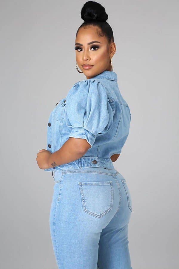 Aria Romance – wholesale Jeansjackor – Dam – Puff Sleeve Jeansjacka2