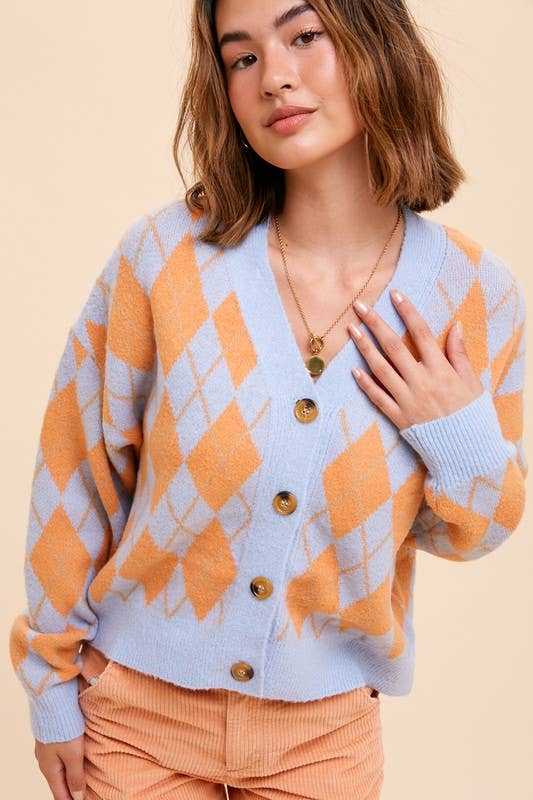 In Loom – Cardigan - Mulher por atacado – CARDIGÃ JACQUARD COM PADRÃO ARGYLE5