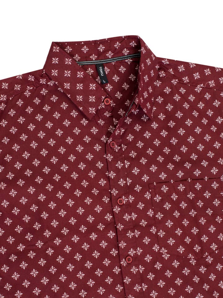Printed MPS-3093 Abstract Geometric Print Short-Sleeve Shirt for wholesale on Faire