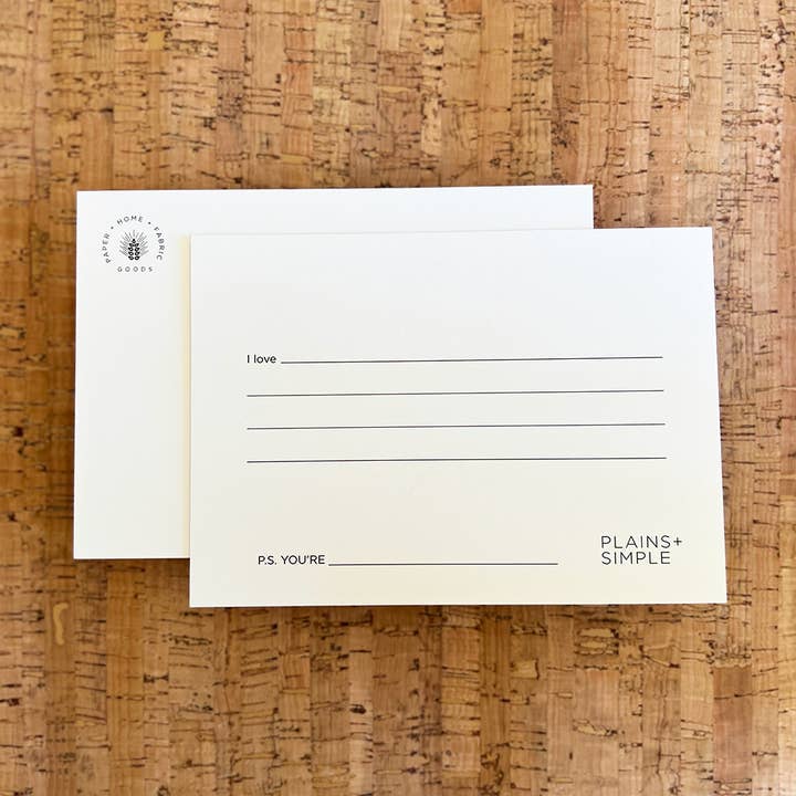 Carte postale Simply Said I Love pour la vente par Plains + Simple
