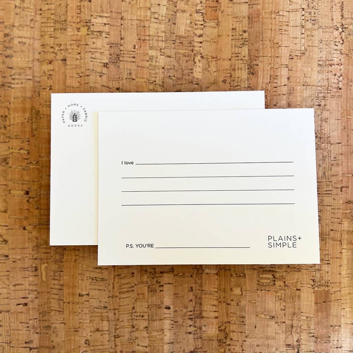 Cartão Postal Simply Disse Eu Amo por atacado de Plains + Simple