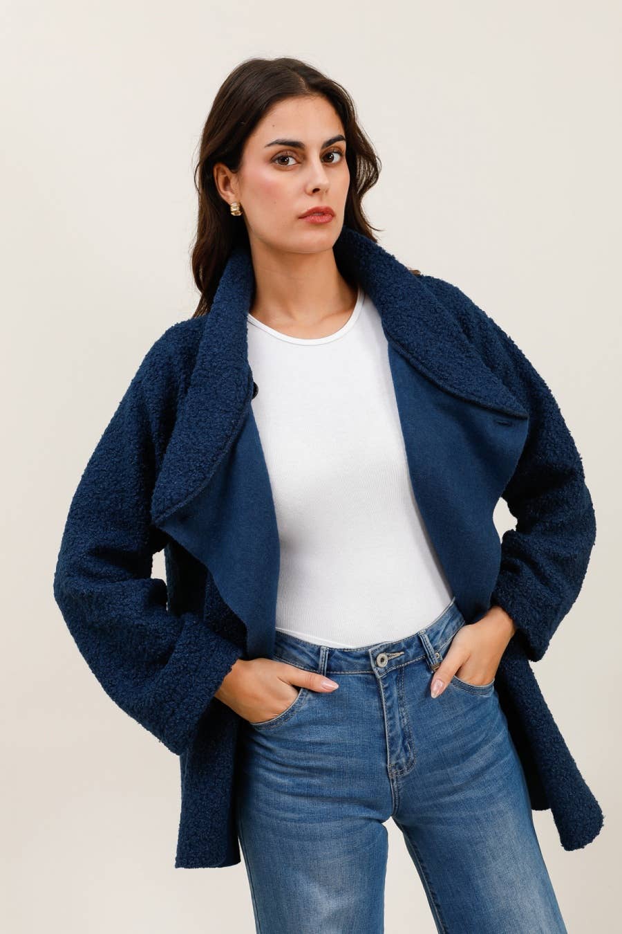 la maison des fibres naturelles – Großhandel College-/Baseballjacke – Damen – Kimono-Stil Jacke 09517 90% Polyester 10% Wolle13