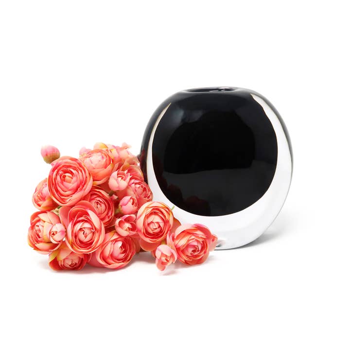 VIVIENCE - Vente Vases - Vase en verre à double paroi avec incrustation et fleurs roses7