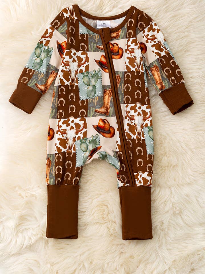 Bamboo made western printed baby bodysuite for wholesale by Kids Charm Online