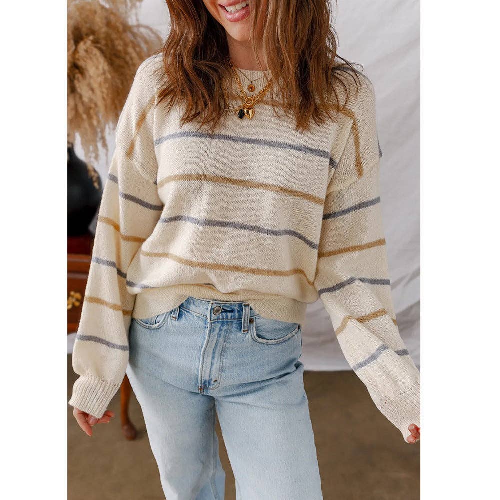 Lovesoft - Wholesale Knit Sweater - Women's - Casual Striped Loose Fit Pullover Sweater for Women3