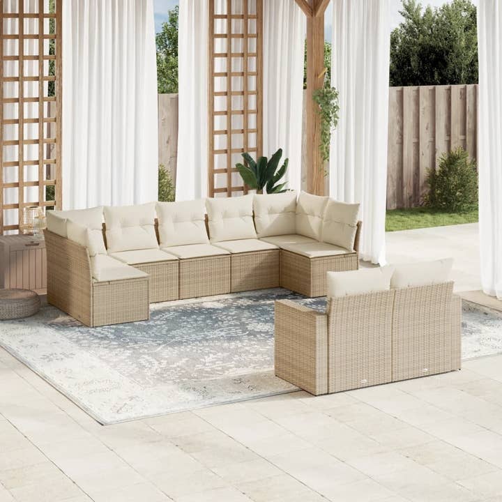 Set da giardino divano Beige in rattan PE, acciaio verniciato a polvere, schiuma, poliestere per la vendita all'ingrosso da parte di American Smart