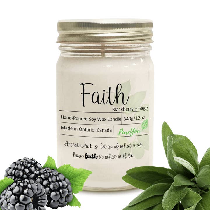 Candela di cera di soia Faith (Blackberry+Sage) per la vendita all'ingrosso da parte di PureYou handmade