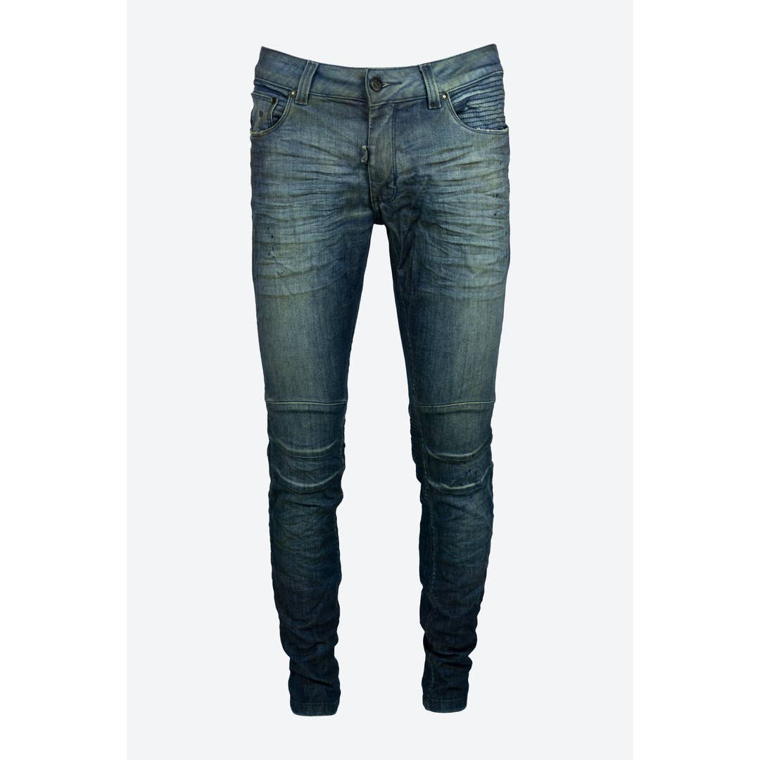 Skinny Splatter - Medium Blue II for wholesale by 86A Jeans