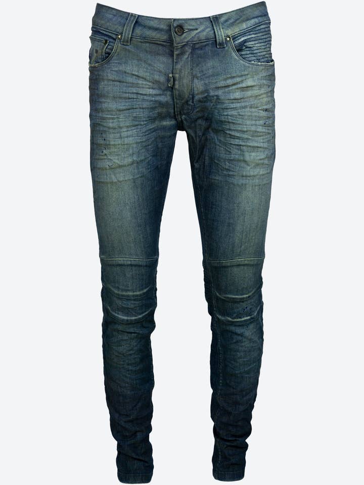 Skinny Splatter - Medium Blue II for wholesale by 86A Jeans