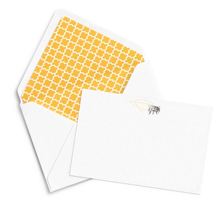 Mustard & Gray Ltd - Wholesale Stationery/Notecard Set - Bee Swirl Notecard Set with Lined Envelopes1