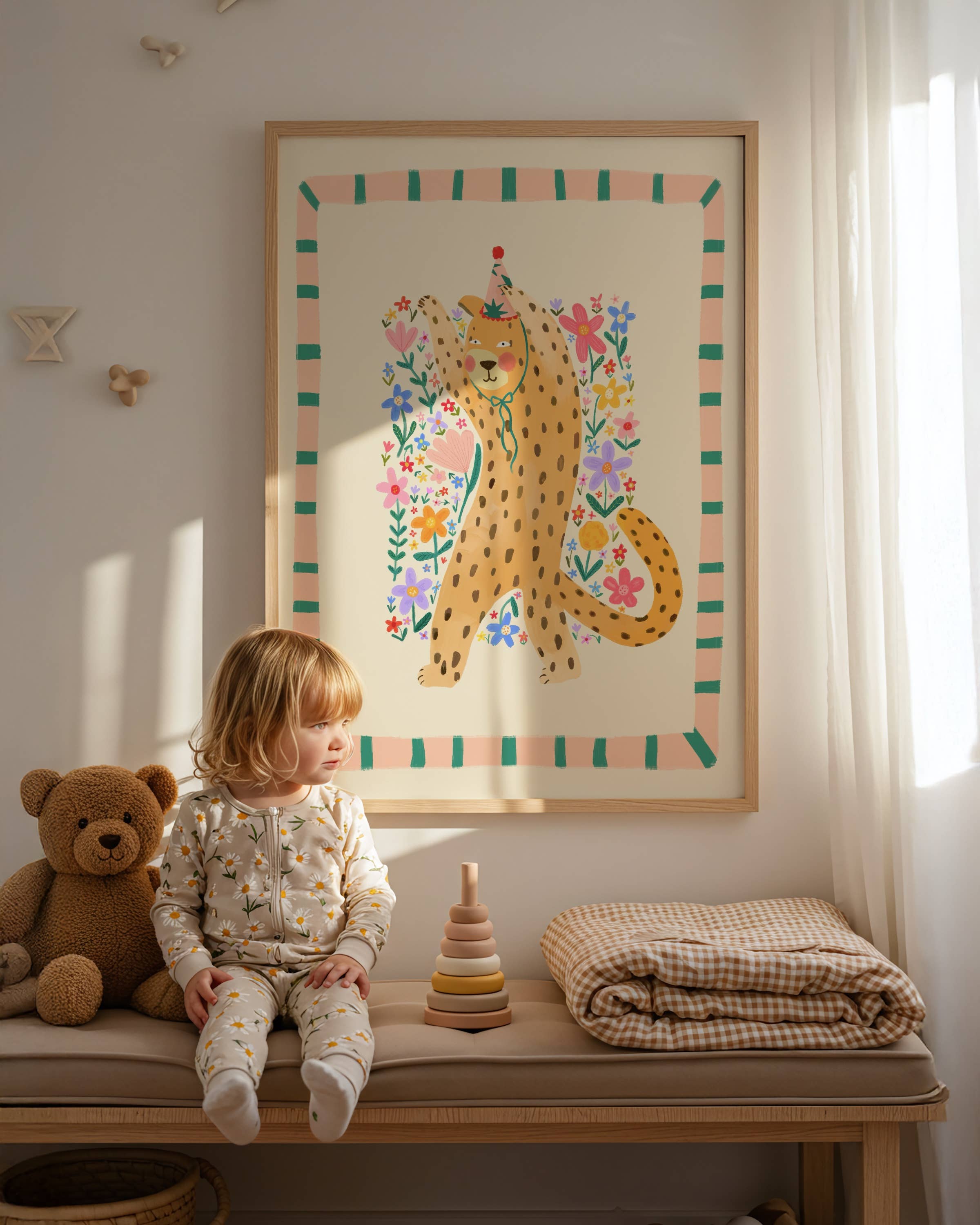 Kate Fox Design - Wholesale Art Print - Luna Leopard, Kids Art Print, Colourful Art, Fun Art, Animal4