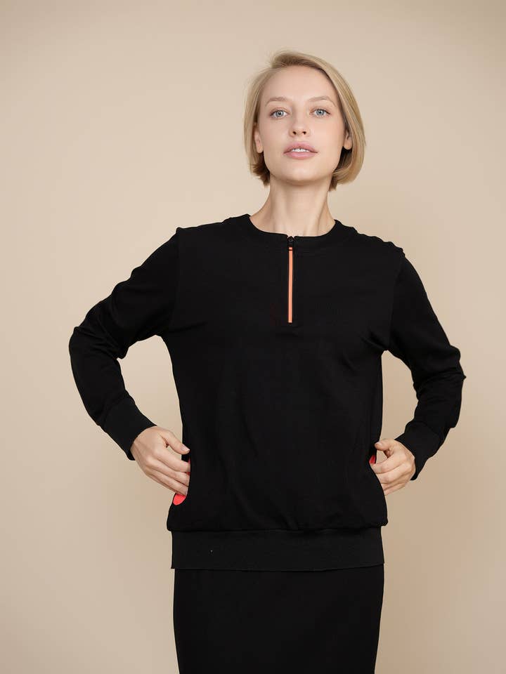 Color Pop Sweater & A-line Skirt - Black for wholesale by Ellwi Design