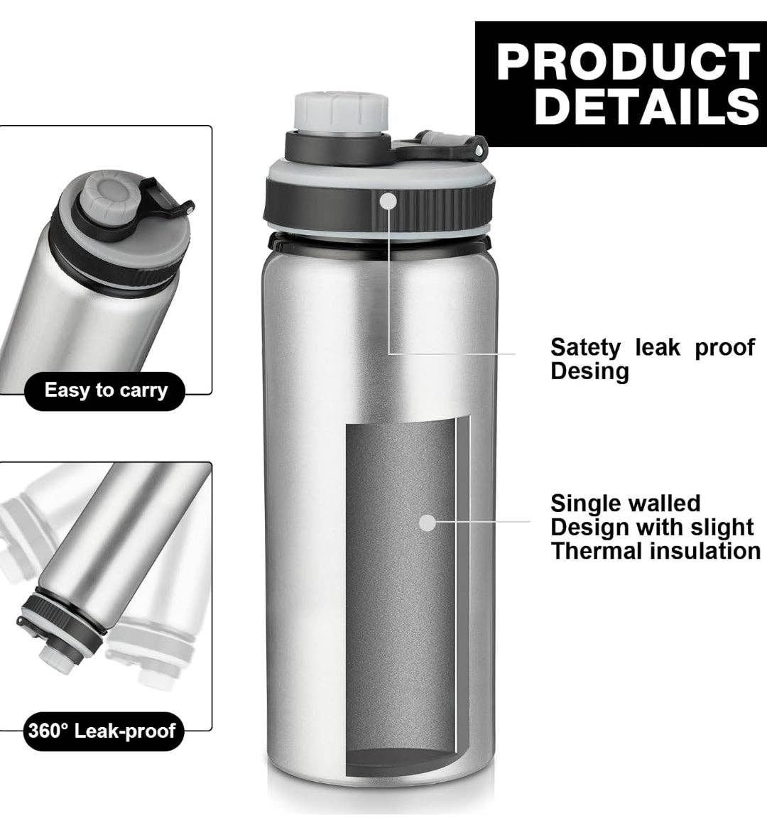 Crover - Wholesale Water Bottle - 17 oz Aluminum Water Bottle with Snap Lid 2