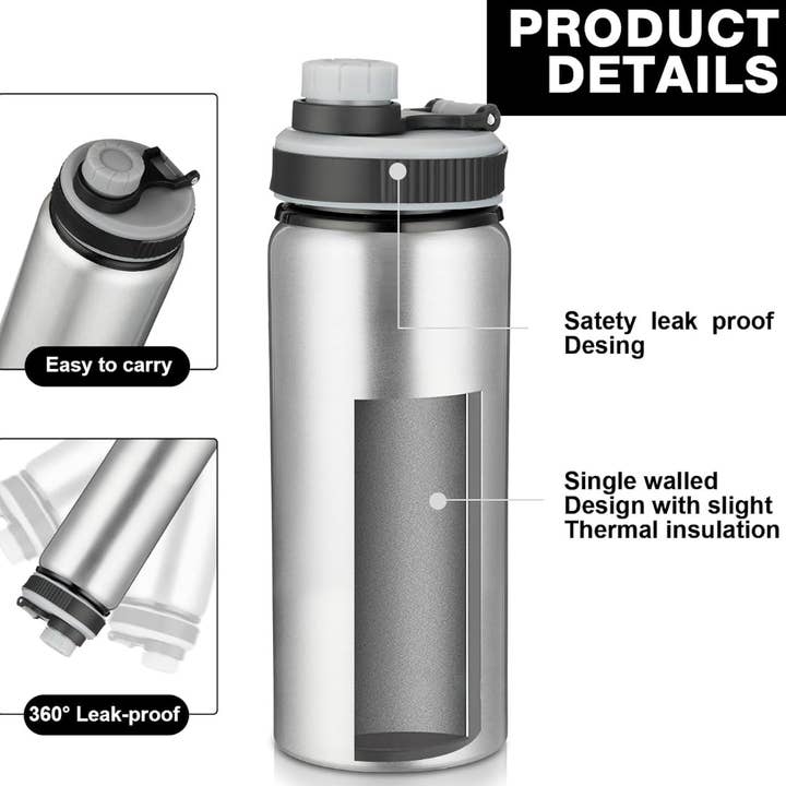 Crover - Wholesale Water Bottle - 17 oz Aluminum Water Bottle with Snap Lid 2