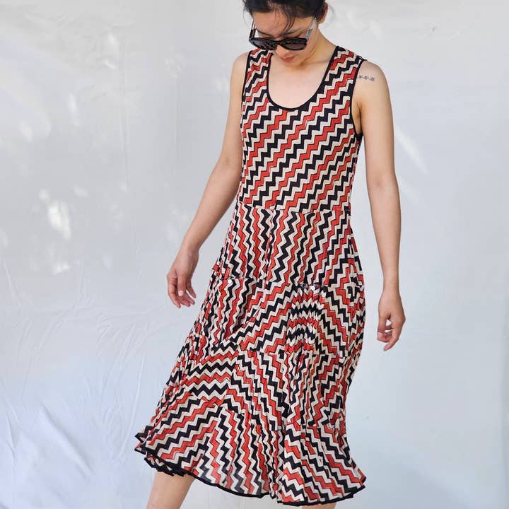 DR25-05 - Sleeveless Twirl Dress - Zig Zag for wholesale by YAZA
