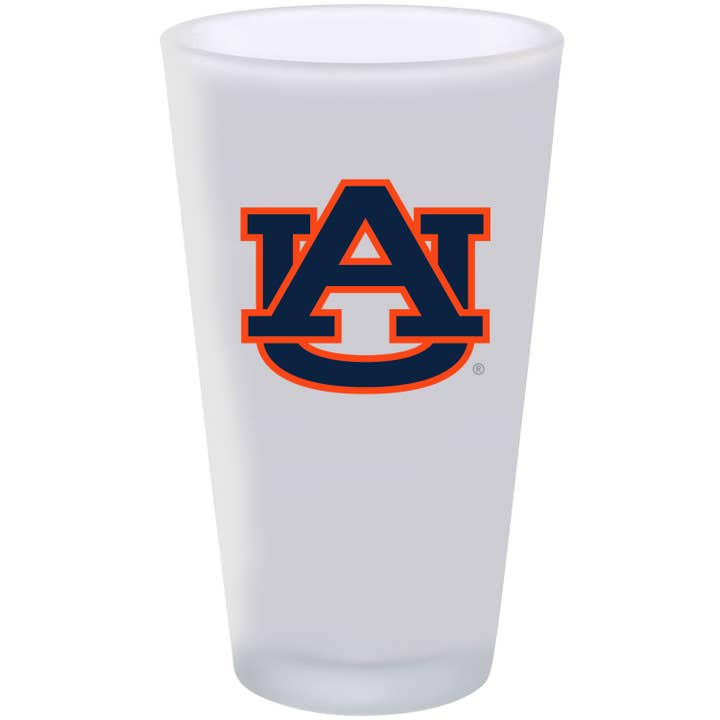 16oz Frosted Pint Glass Color Logo, Auburn Tigers for wholesale by The Memory Company
