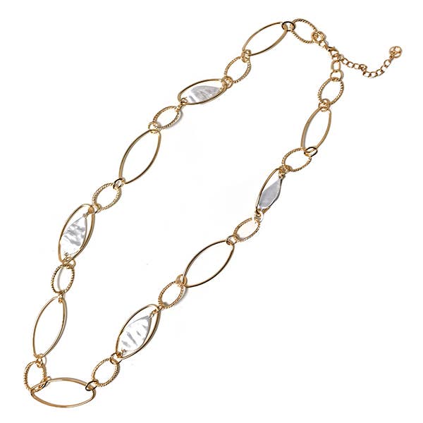 LONG CHAIN NECKLACE WITH DROP MOTHER-OF-PEARL - SW24124A600 for wholesale by AMORINO SRL
