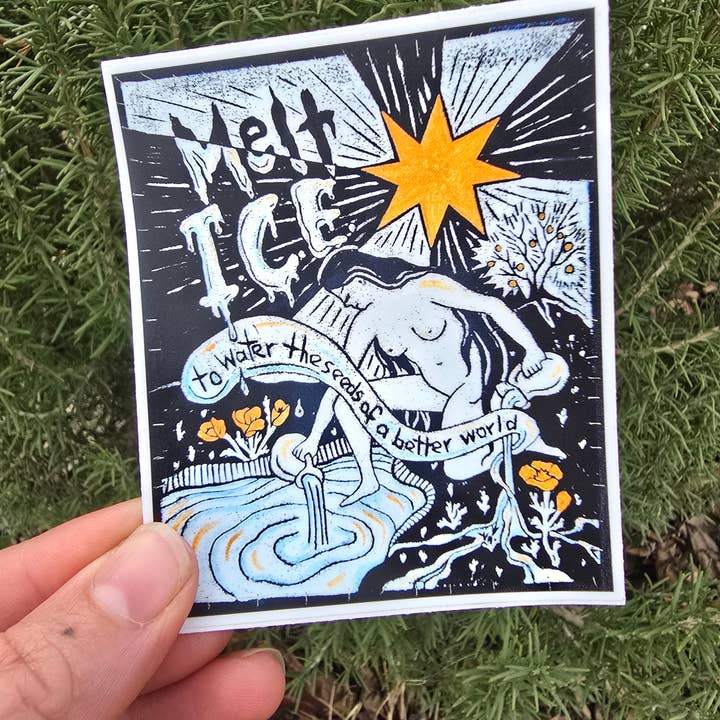Fendywitch Designs - Wholesale Sticker - Melt ICE Vinyl Sticker for Immigrant Rights