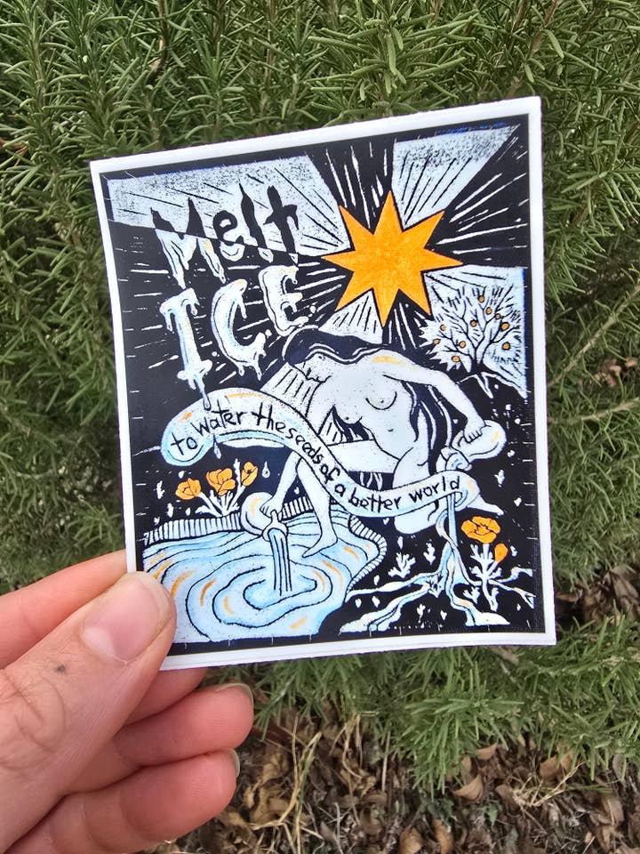 Autocollant en vinyle "Faites fondre ICE" pour les droits des immigrants pour la vente par Fendywitch Designs