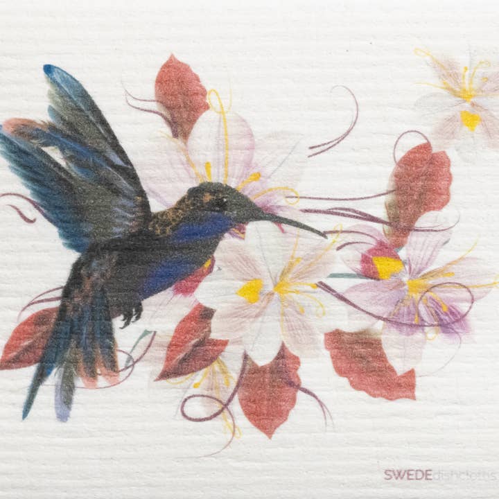 SWEDEdishcloths - Wholesale Dishcloth - Swedish Dishcloth Hummingbird Red Flowers