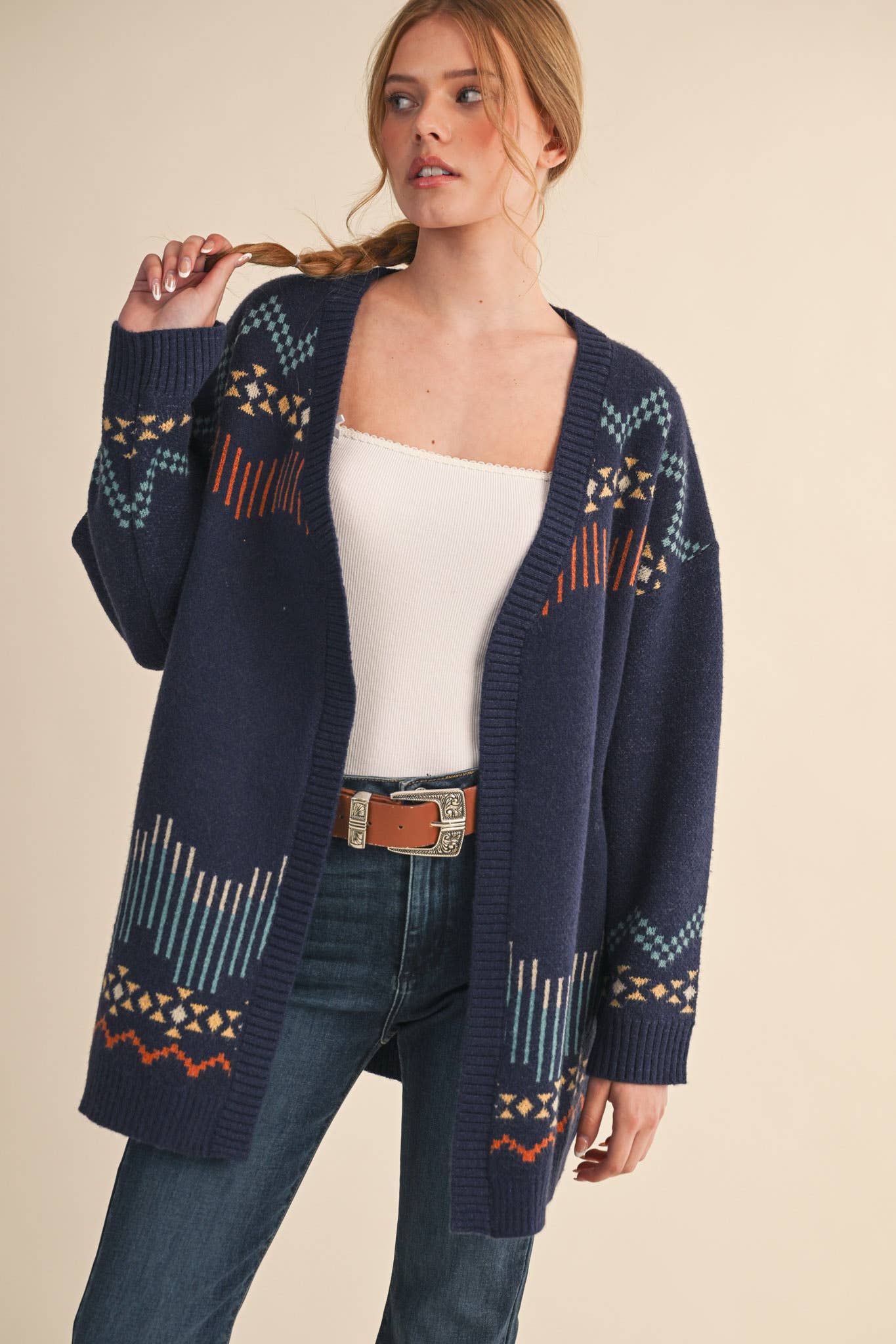 &MERCI - Wholesale Cardigan - Women's - WESTERN MOTIF SWEATER CARDIGAN MSW1113528