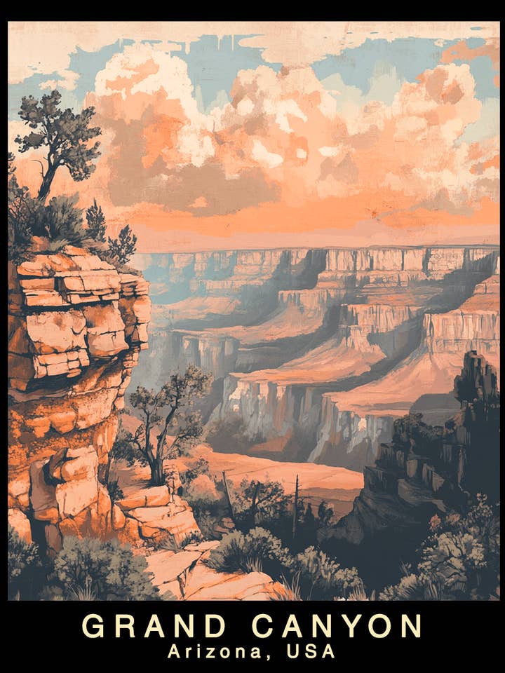 Nostalgisk - Grand Canyon souvenirvægkunsttryk til boligindretning - 8 ″ x10 ″ kunstværk - 11 ″ x14 ″ mat for engroshandel hos Mowbi
