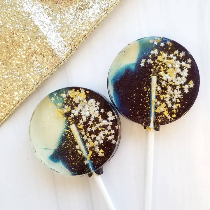 Sweet Caroline Confections – wholesale Lollipop – Navy Star Galaxy Lollipops, Blueberry Flavor, 10/Case