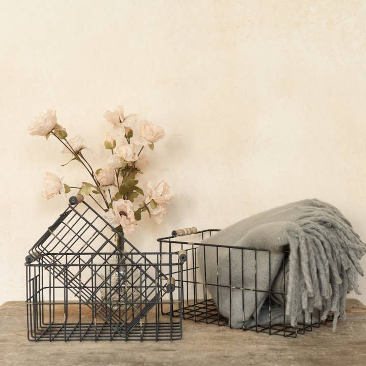SET/ 3 BLACK METAL STORAGE BASKETS for wholesale by Ragon House