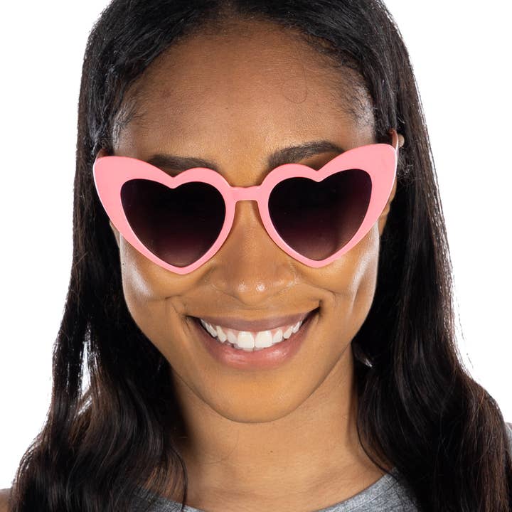 Funky Junque - Wholesale Sunglasses – Women's - Heart Shaped Sunglasses - Pink Frames/Smoke Lenses0