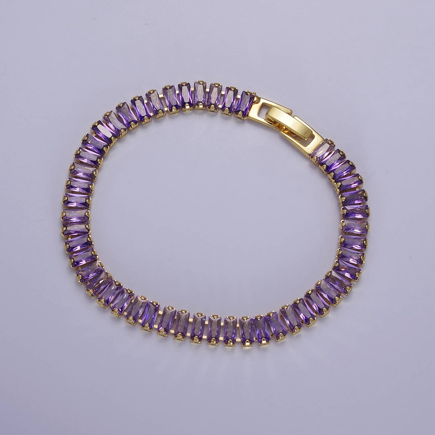 Aim Eternal - Wholesale Tennis Bracelet - Dainty Gold Baguette Tennis Bracelet Colorful CZ Stone7