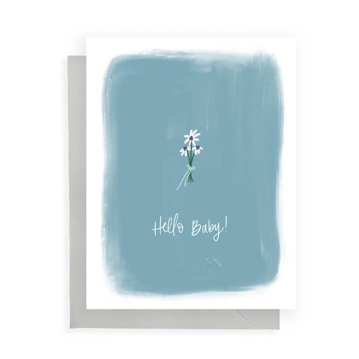 Hello Baby - Blue Flowers Card for wholesale by Instead of Ashes