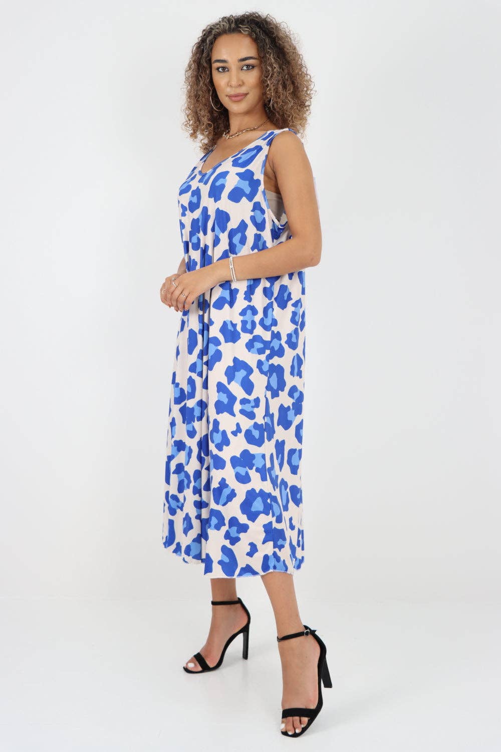 Miss Bold - Vendita all'ingrosso Vestito - Donna - Abito longuette senza maniche con stampa animalier italiana26