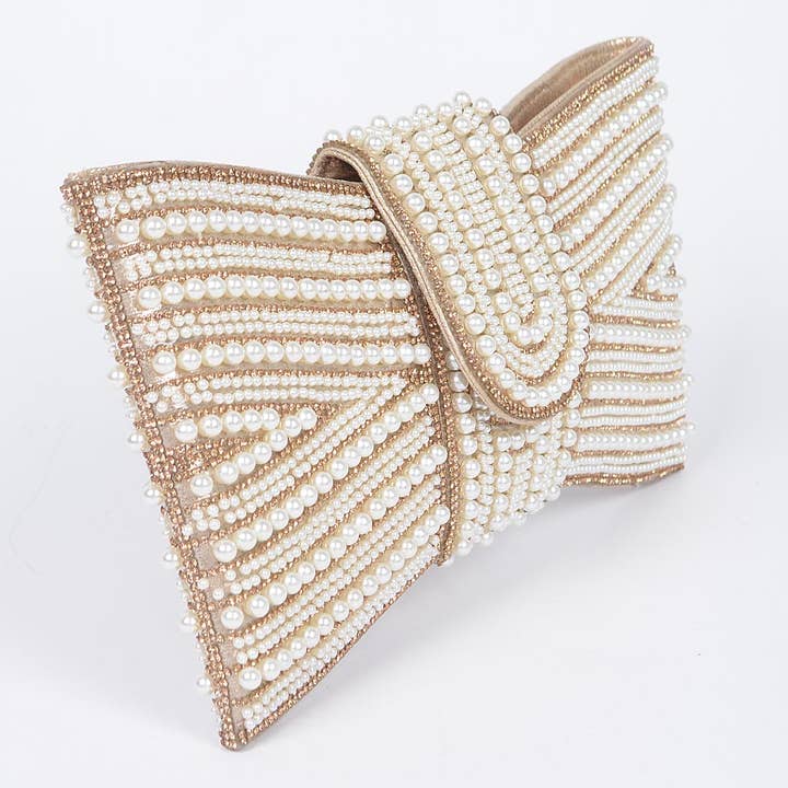 3AM BY H&D ACCESSORIES - Wholesale Clutch Bag - Women's - Rhinestone and Pearl Party Clutch