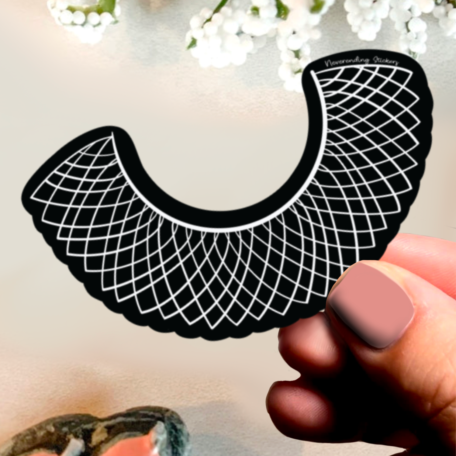 Neverending Stickers - Wholesale Sticker - Neverending Stickers - Vote RBG Dissent Collar Ruth Bader Ginsburg - 4 Vinyl Sticker Or Magnet Set or Just One Collar2