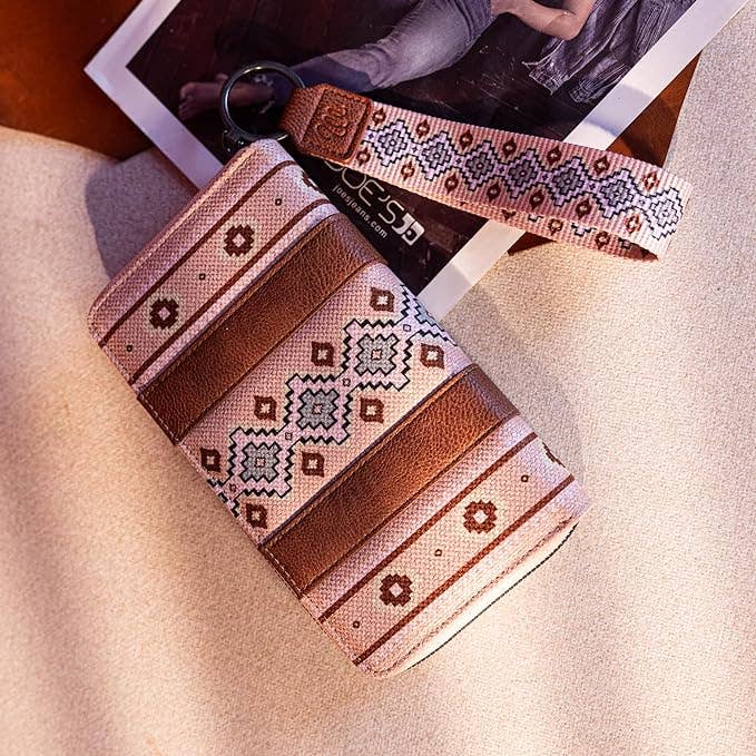 South End Clothing and Apparel L.L.C - Wholesale Wallet - Women's - Wrangler Southwestern Art Print Wallet Pink3