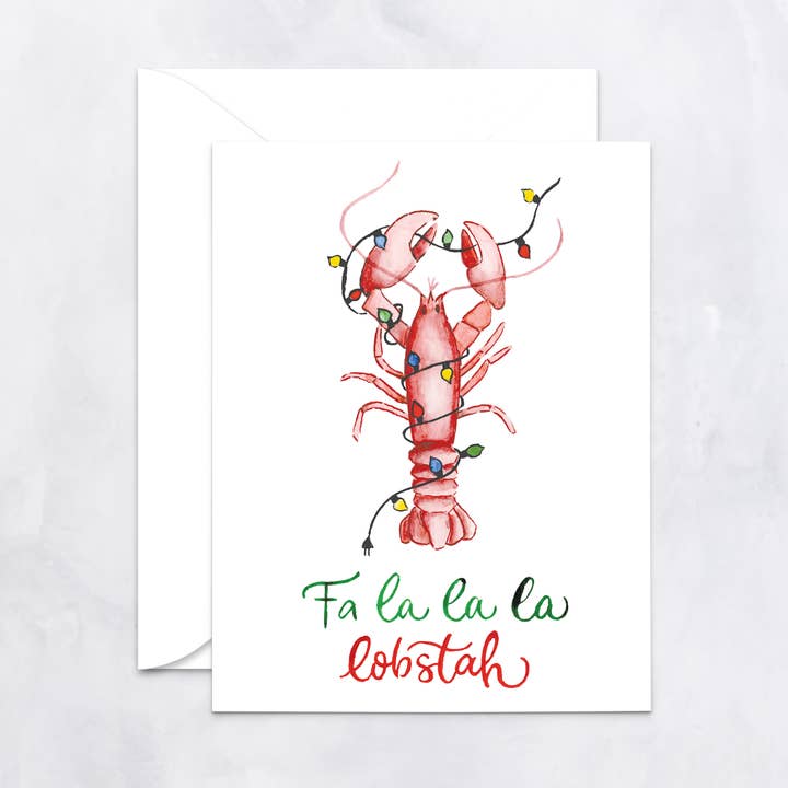 Falalala Lobstah Greeting Card for wholesale by Lexi Mayde