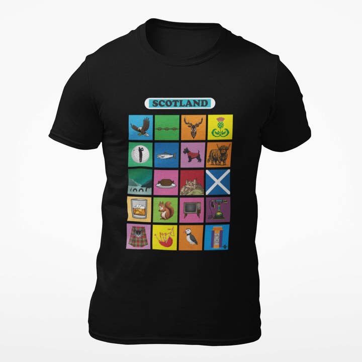 Scottish Icons T-Shirt for wholesale by Brave Scottish Gifts