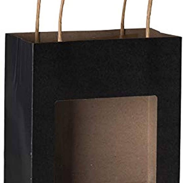Black Kraft Paper Bag With Window 10 Pack 7.75"X 6.25"X 3" for wholesale by Hammont