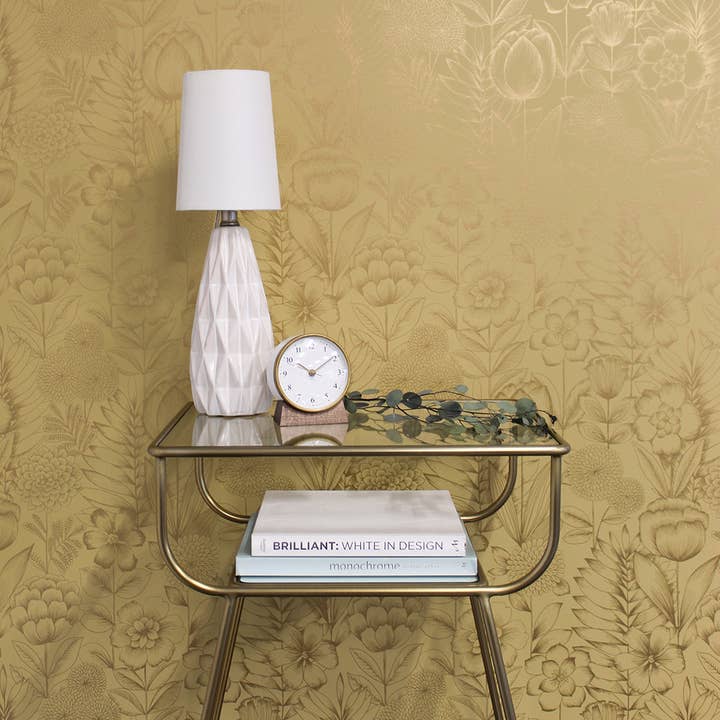 Tempaper & Co ® – wholesale Wallpaper – Homestead Floral Gold Peel and Stick Wallpaper, 28 sq. ft.